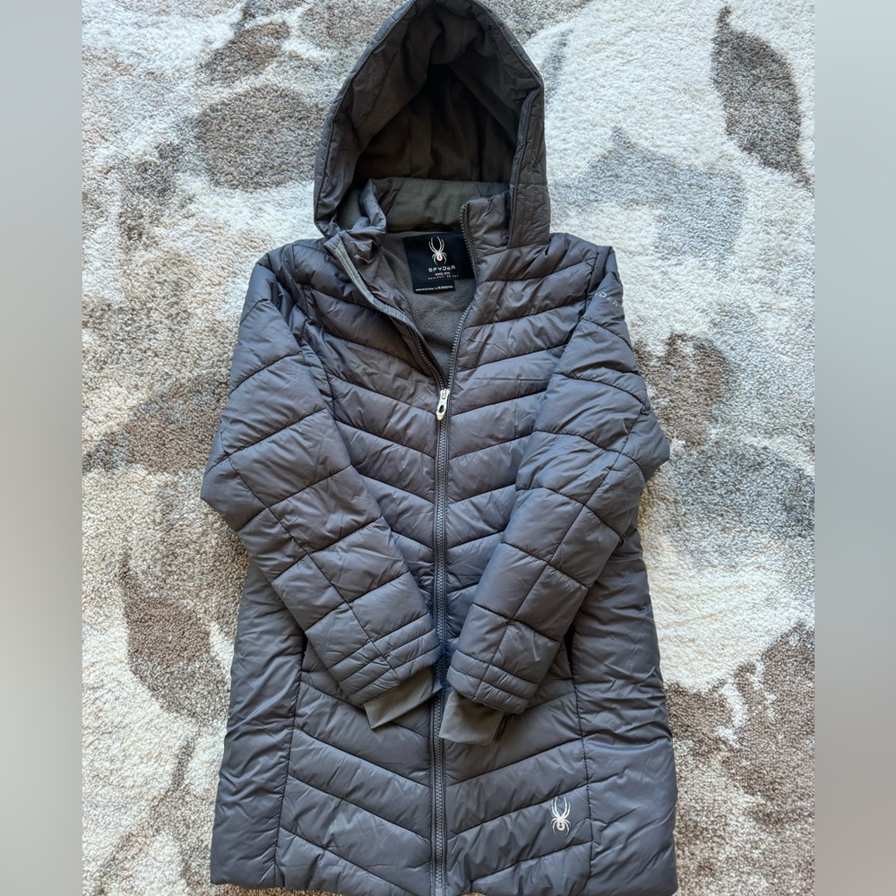 Spider fleece lined down jacket for girls. Gently used in excellent condition.